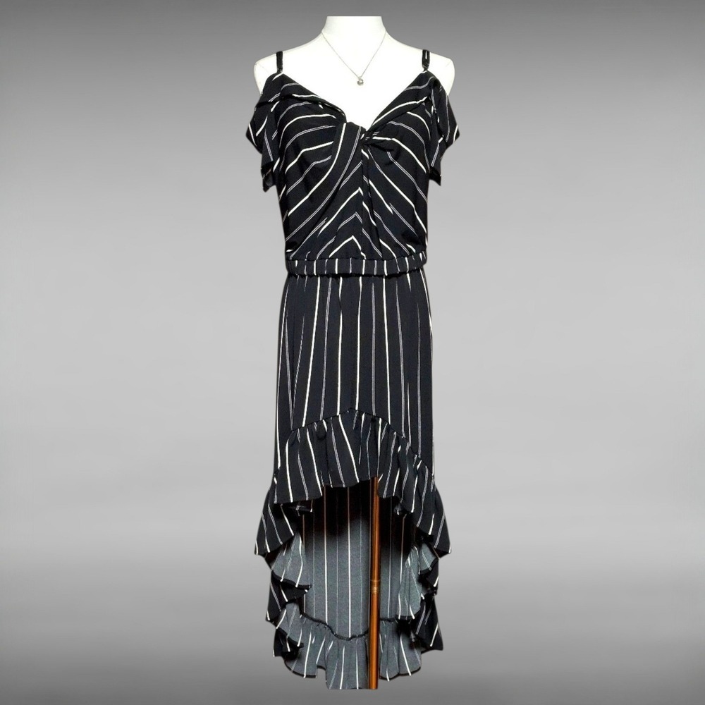 2 Piece Set M Striped Crop Top High Low Ruffle Skirt Romantic Express One Eleven